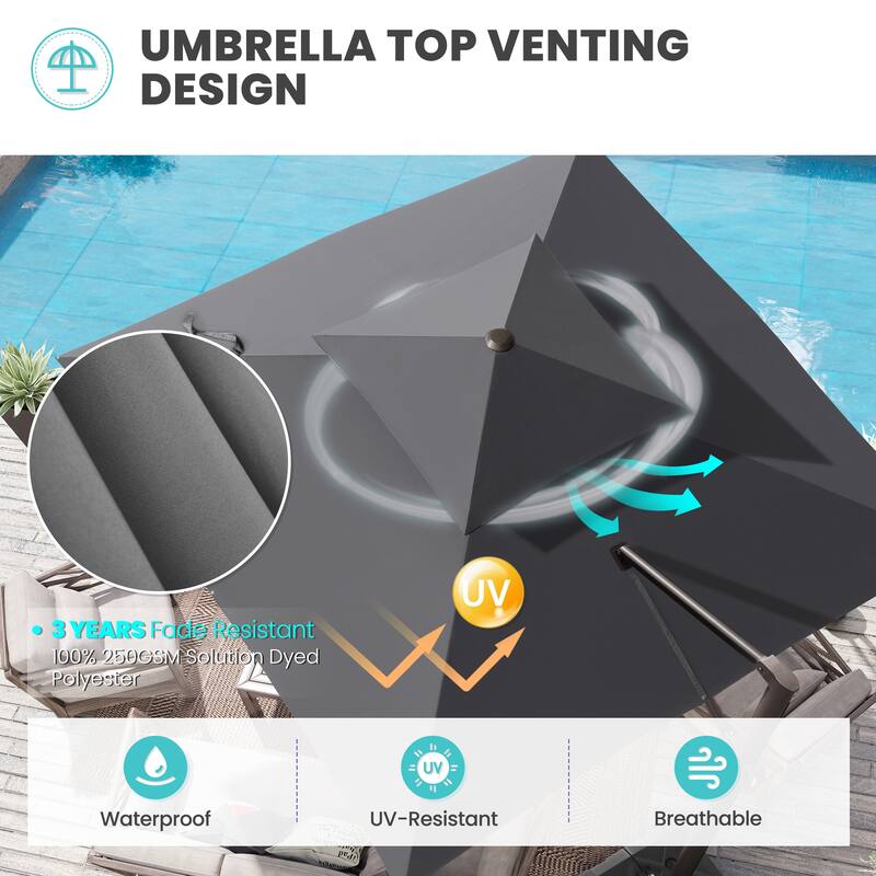 Crestlive Products 11FT Square Patio Offset Double Top Umbrella with Crank