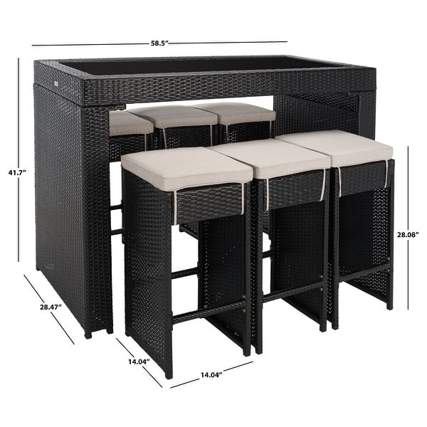 dimension image slide 0 of 7, SAFAVIEH Outdoor Horus 7-piece Patio Dining Set