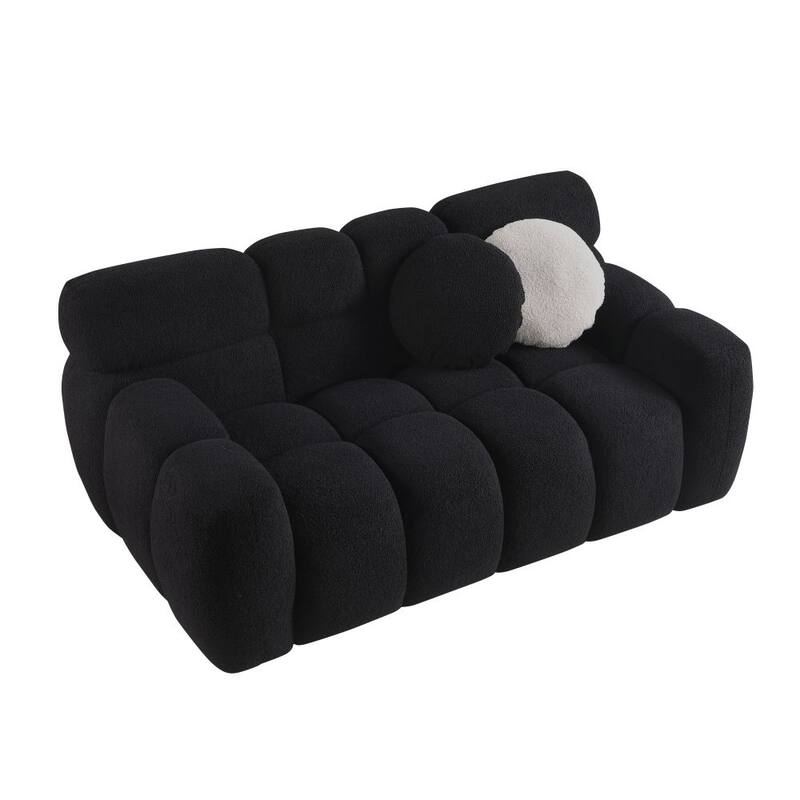 3 Seat Boucle Sofa with Two Pillows