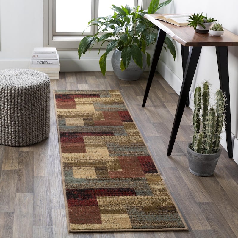Livabliss Riley Mid-Century Geometric Area Rug - Red - 2' 11" x 7' 3"
