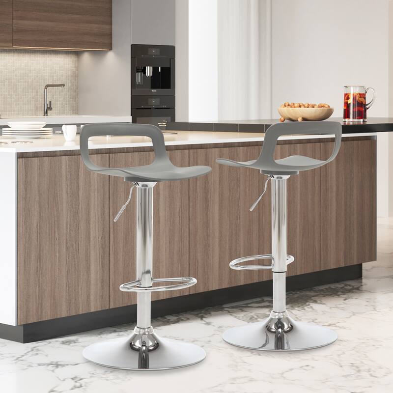 Adjustable Barstools Airlift Counter Bar Pub Height Stools with Plastic Seat Set of 2