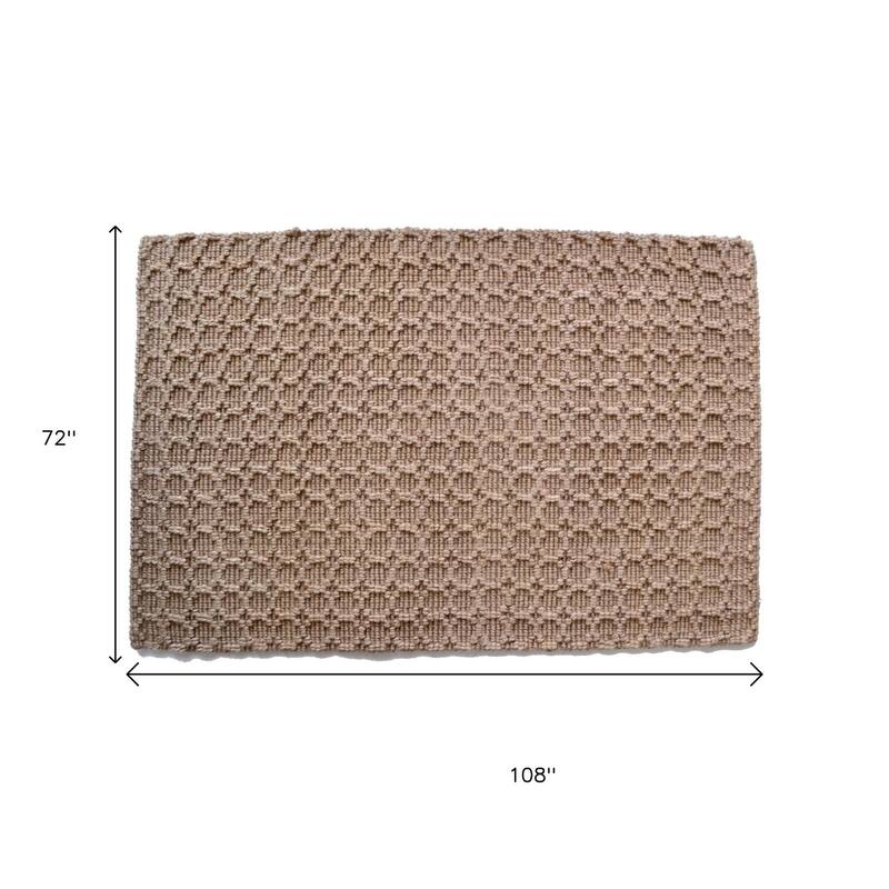 HomeRoots 6' X 9' Natural Jute Geometric Hand Woven Area Rug - 108.00 in. x 72.00 in. x 0.25 in.