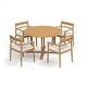 preview thumbnail 1 of 1, Oxford 5-Piece 48" Teak Round Dining Table and Lido Armchairs Set - Teak - Sunbrella Bliss Linen Cushions