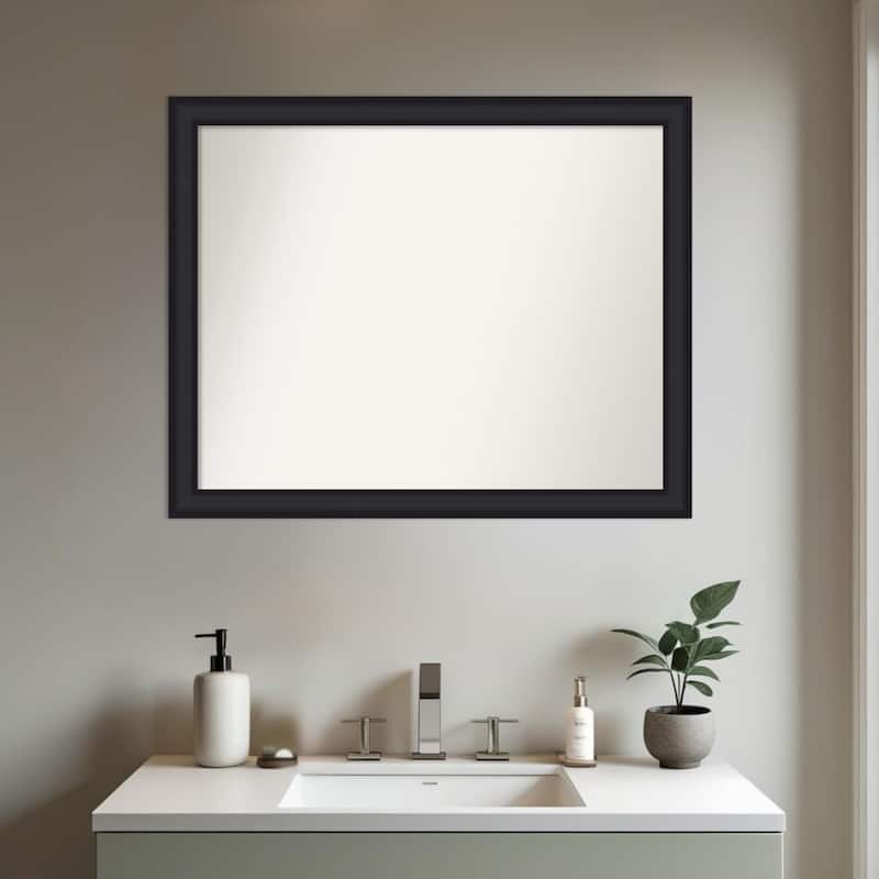 Oliver Narrow Non-Beveled Wood Framed Bathroom Vanity Wall Mirror