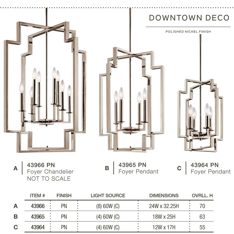 Kichler Downtown Deco 4 Light 12" Wide Taper Candle Pendant