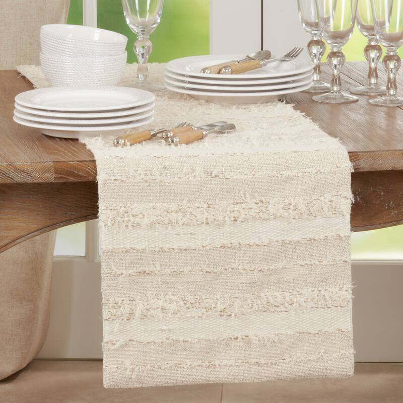 Table Runner With Fringe Stripe Design