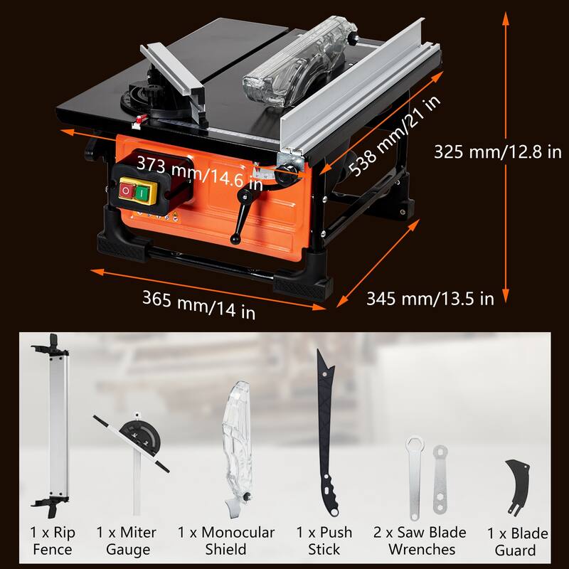 Table Saw for Jobsite 8-inch,Portable Table Saw Kit, with Sliding Miter Gauge