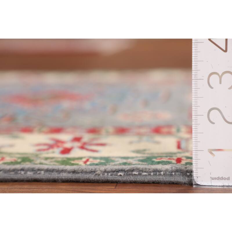 Gray Geometric Kazak Oriental Accent Rug Handmade Bedroom Wool Carpet - 2'9" x 4'0"