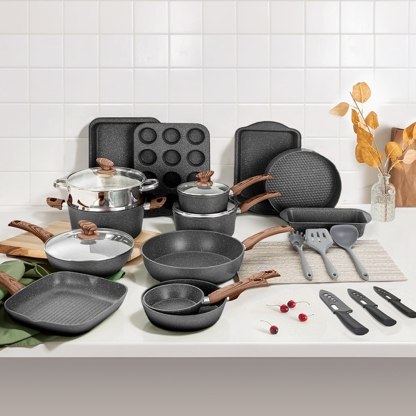 30 Piece Kitchen Granite Cookware and Bakeware Set Cooking Pans Set Non Stick Pots and Pans Set On Sale Bed Bath Beyond 39311742