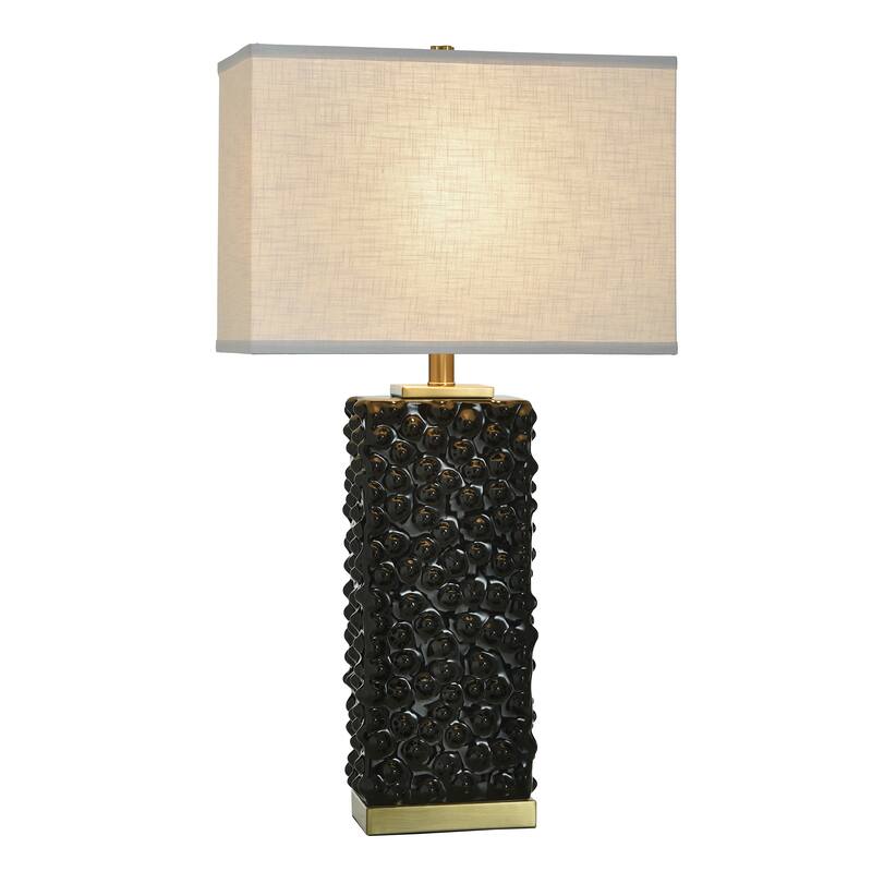 Tamara Day for Stylecraft Edmund Table Lamp - Polished Brass & Pearl Blush - Off-White Shade