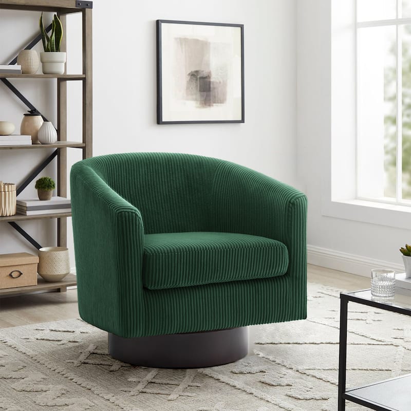 Corduroy Upholstered Swivel Barrel Chair
