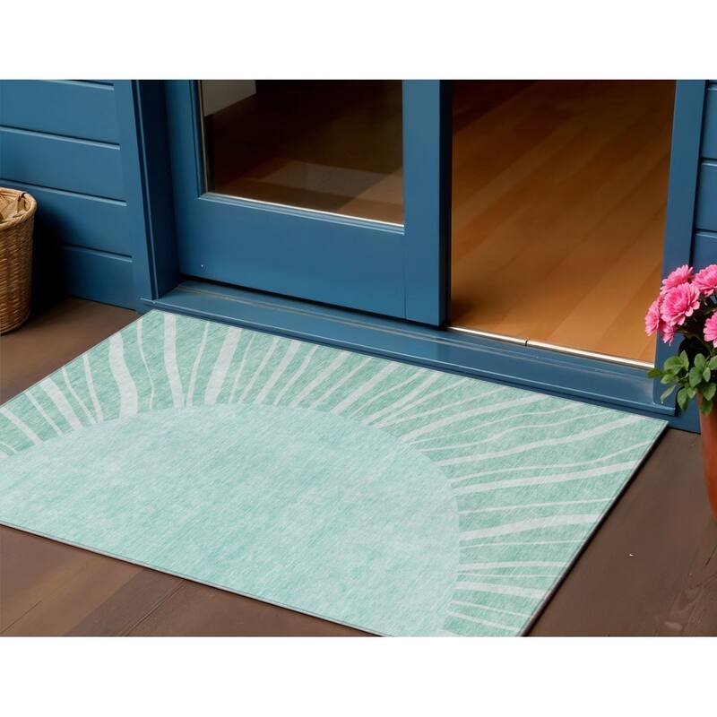 HomeRoots Abstract Transitional Rectangle Outdoor Rug - 3' x 5'