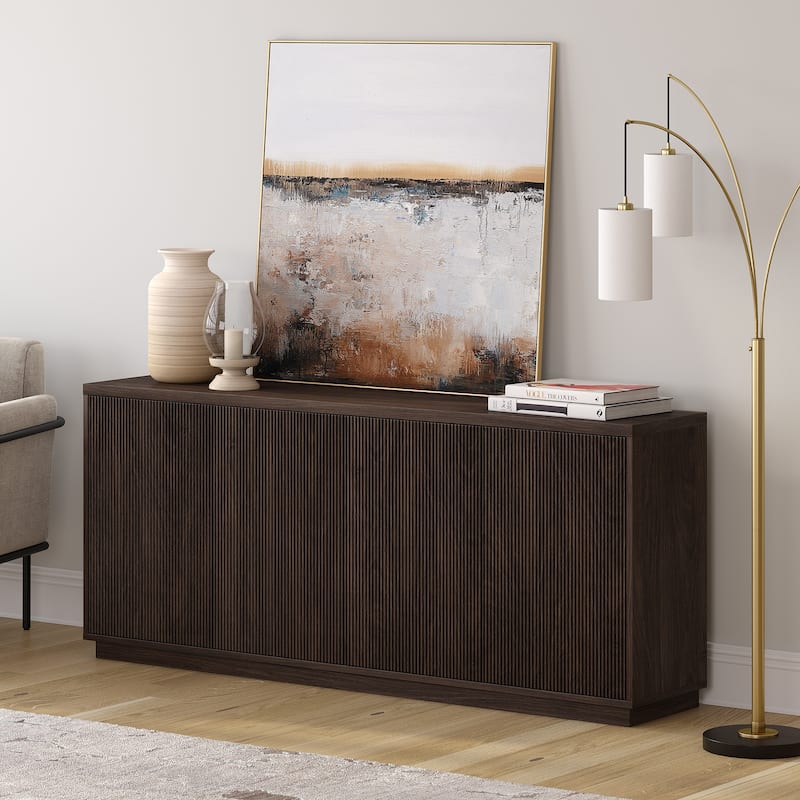 Alston 68" Wide Rectangular Fluted Buffet Table - 68" Wide