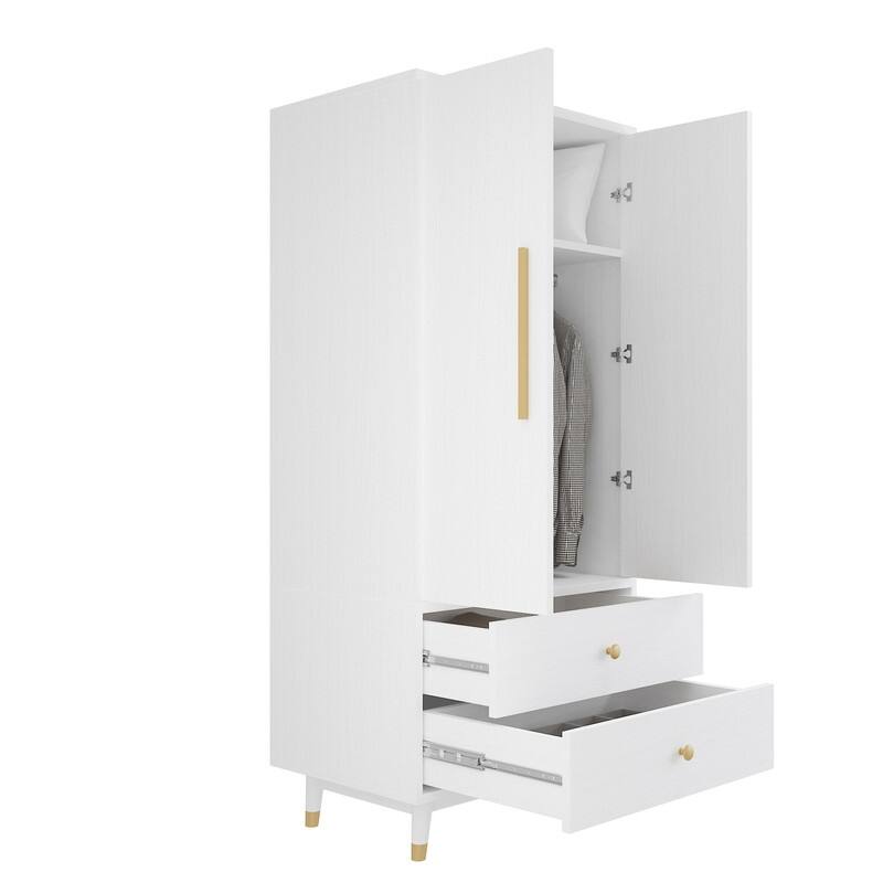 Wooden Armoire with 2-Drawer and 2-Door
