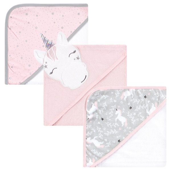 slide 1 of 1, Hudson Baby Infant Girl Cotton Rich Hooded Towels, Pink Unicorn, One Size - Pink Unicorn - One Size One Size - Pink Unicorn