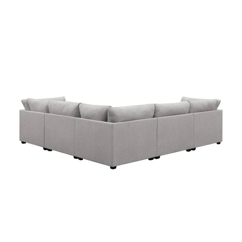 6 Piece Upholstered Modular Sectional in Grey and Black