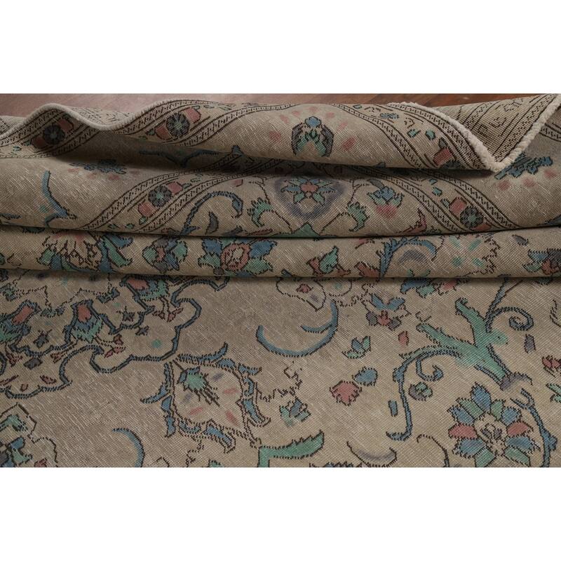 Floral Tabriz Persian Area Rug Traditional Hand-Knotted Wool Carpet - 7'9"x 10'11"