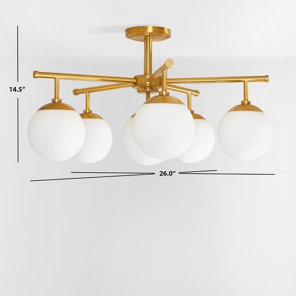 dimension image slide 0 of 3, SAFAVIEH Lighting Briette Flush Mount - 26" W x 26" D x 15" H