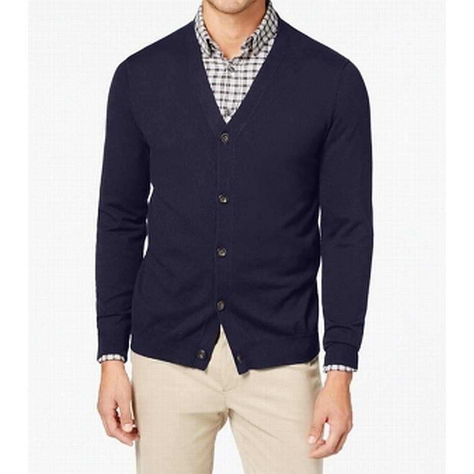 Mens Cardigan Chunky Knit Buttoned Cotton Rich Shawl Collar Jumper Size M to 2XL