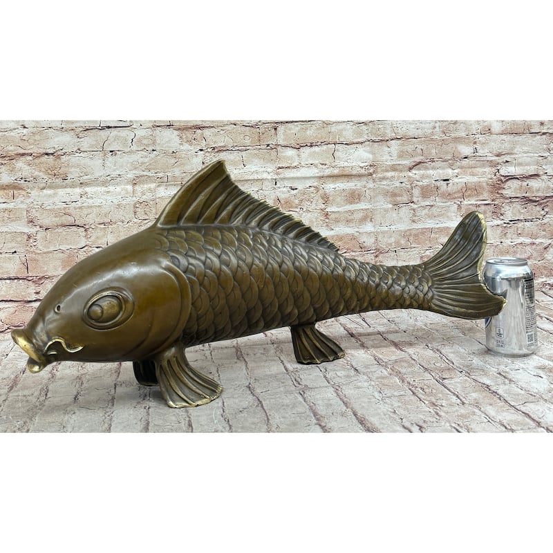 Hot Cast Bronze Metal Koi Carp Chinese Fish Sculpture Figure Signed Original Art