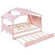 preview thumbnail 4 of 12, Upgrade Reinforcement Version House Bed Trundle Bed - Full - Pink