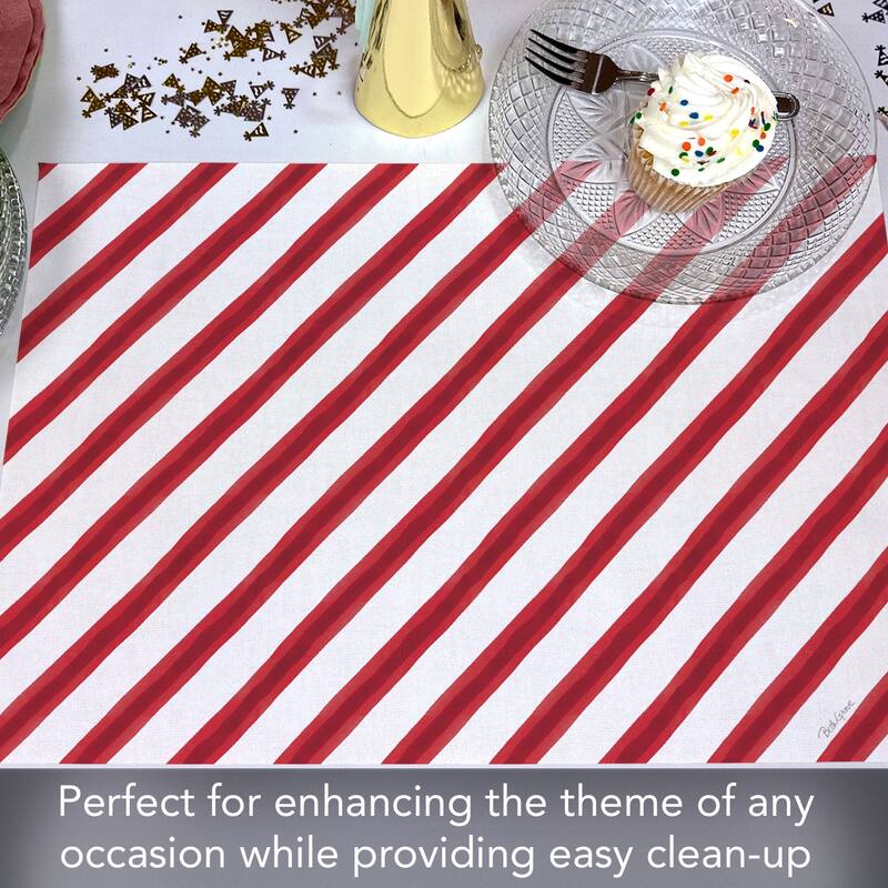 Holiday Stripe 24 Sheet Reusable Premium Paper Stock Placemats in Resealable Storage Bag Made in The USA 17" x 11"