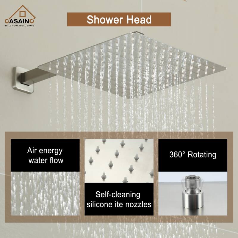 CASAINC 2-Function 12-In Wall Mounted Shower System
