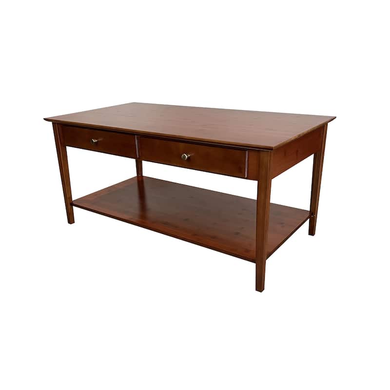 Solid Bamboo Coffee Table with Drawers - Mahogany