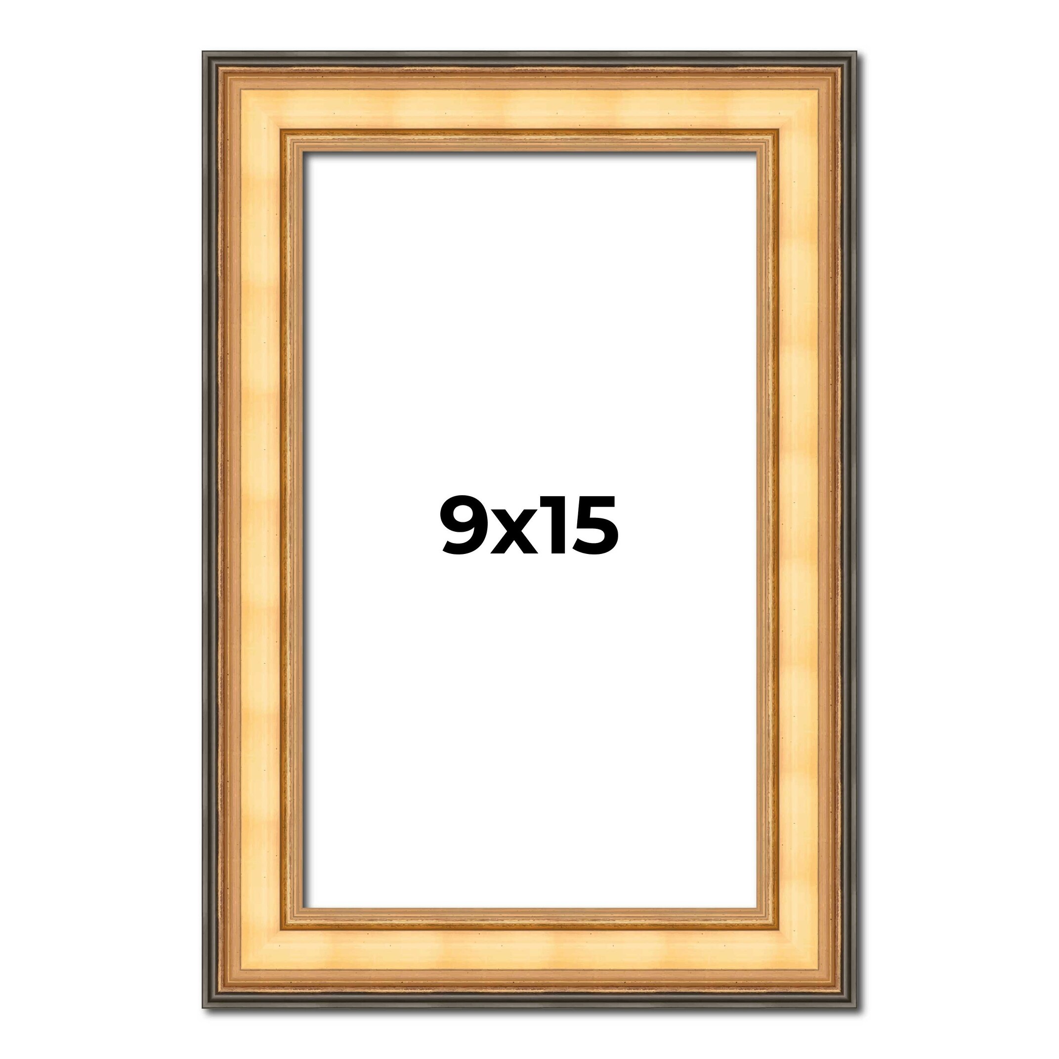 9x15 Frame Gold Plein Aire Solid Wood Picture Frame Width 2 Inches |