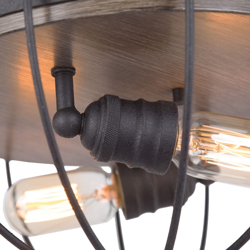 Modern Industrial 2-Light Flush Mount Metal Cage Ceiling Light - D14.5" * H6.3"