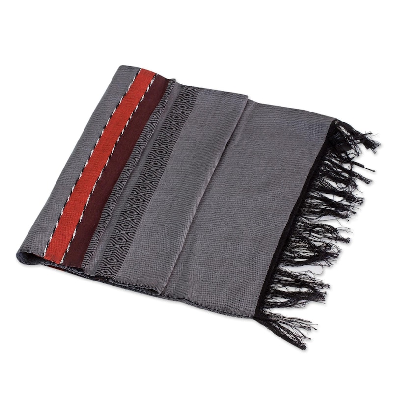Novica Handmade Trails Of Totonicapan In Grey Cotton Table Runner
