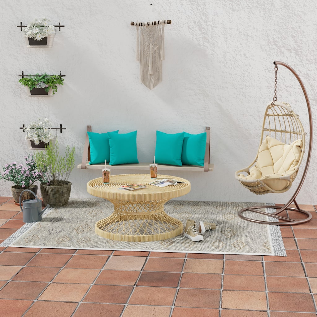 Sunbrella 16" x 16" Turquoise Solid Outdoor Throw Pillow - Set of 2 - 16'' L x 16'' W x 4'' H
