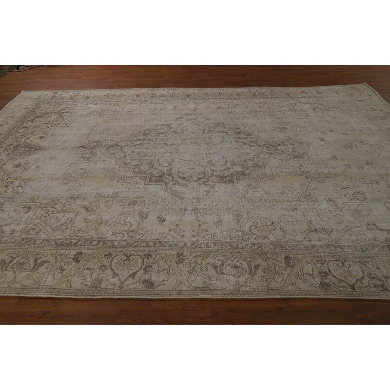 Tabriz Persian Vintage Area Rug Handmade Traditional Wool Carpet - 8'11" x 12'4"