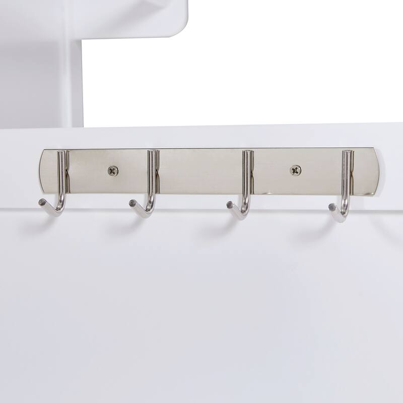 39.3" Farmhouse Kitchen Island with Drop Leaf, Towel Rack & Rolling Cart