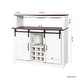 preview thumbnail 5 of 9, White Sliding Door Coffee Bar Cabinet Sideboard with Wine Bottle Rack
