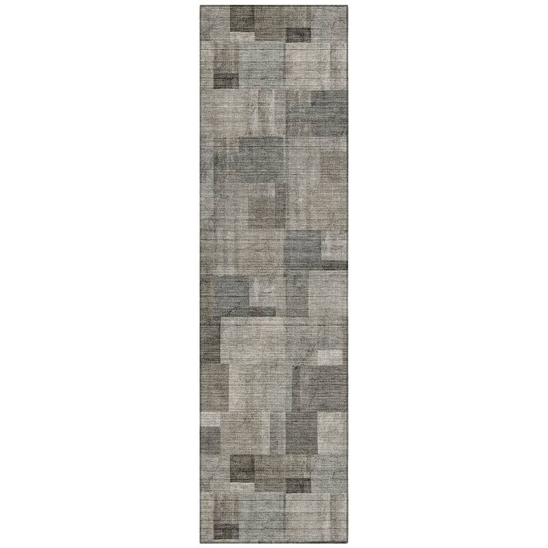 Machine Washable Indoor/ Outdoor Chantille Contemporary Blocks Rug