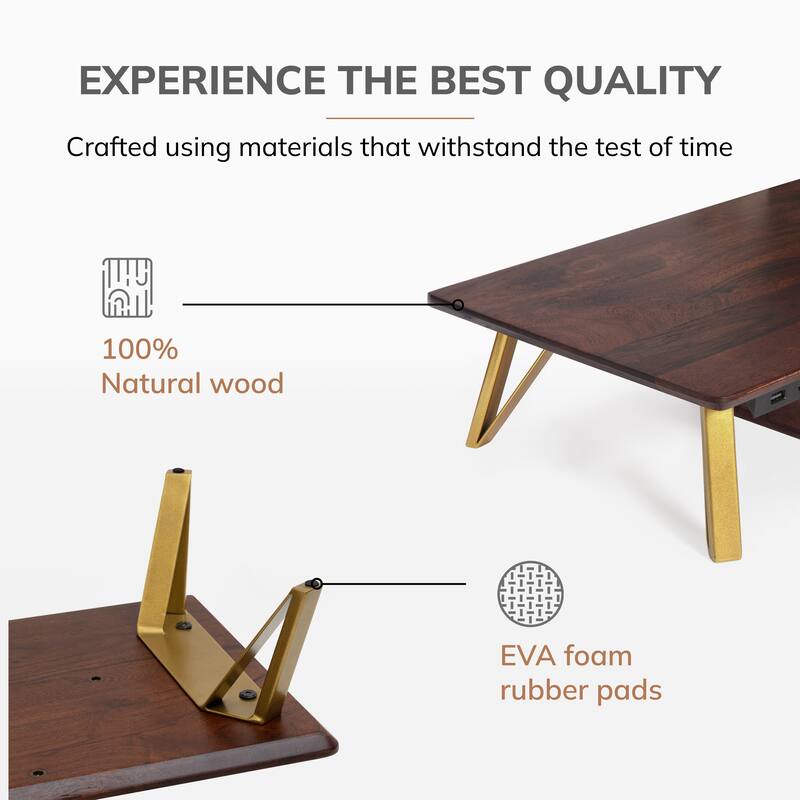 Jani Wood Monitor Stand Riser Desk - Ergonomic Design Stand, Desktop Organizer Table for Home, Office Workspace, Gaming Desk