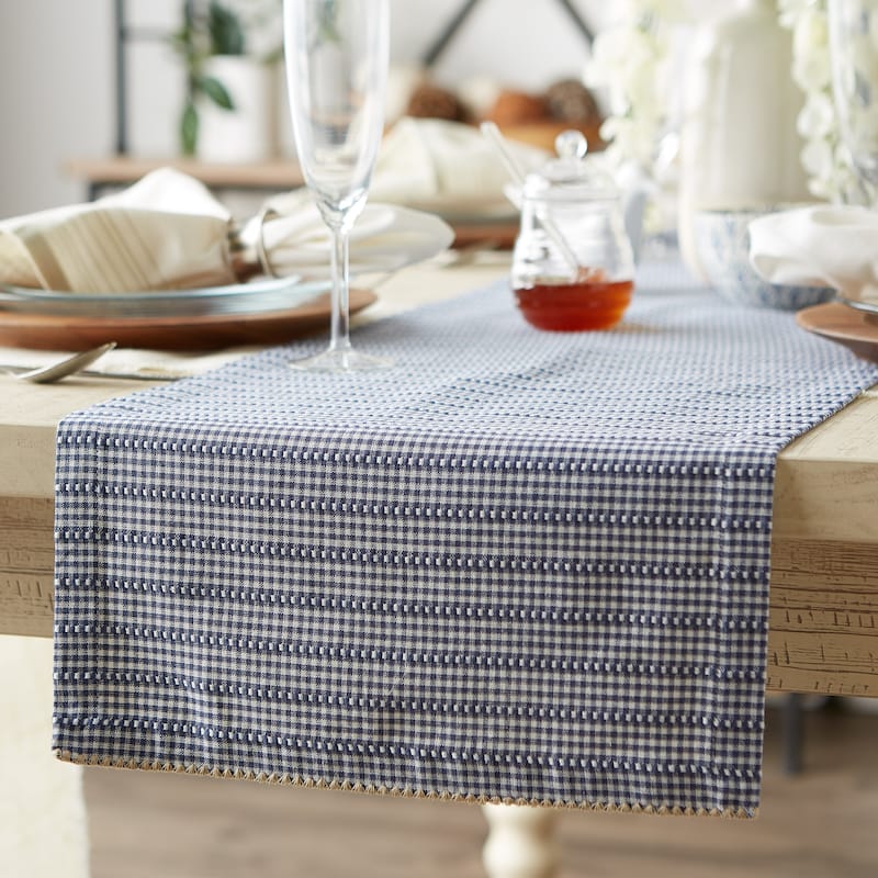 DII Pumpkin Spice Farmhouse Gingham Table Runner