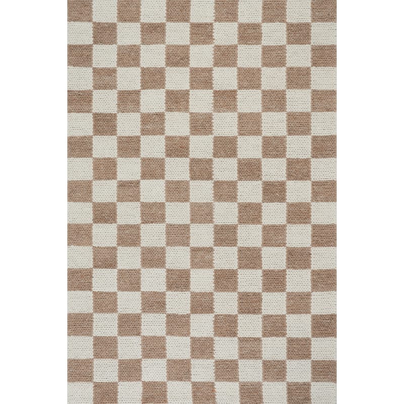 Nuloom Thorenne Checkered Modern Wool Rug - 7' 6" x 9' 6" - Tan - Rectangle