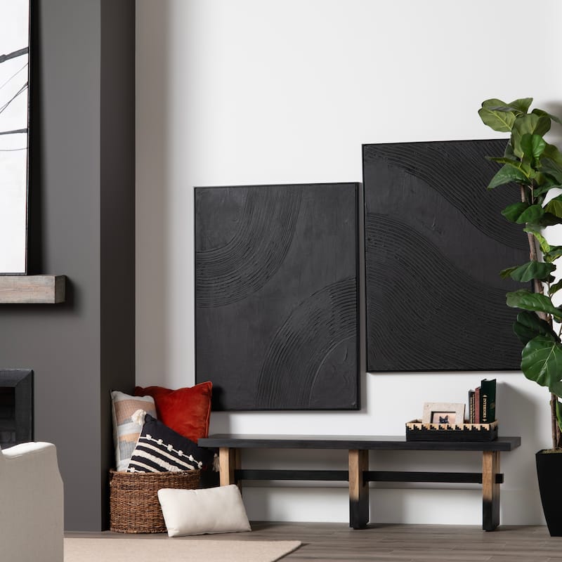 65 in. Black Accent Bench with Black Solid Wood Frame