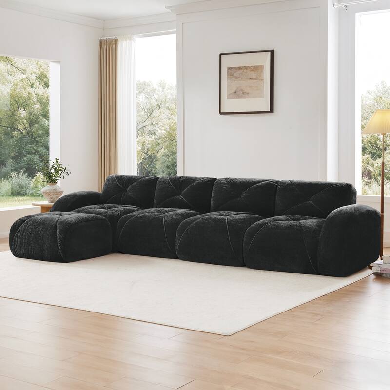 L-shaped Soft Velvet Fabric, Tufted Design, 32D High Density Sponge Bottom, Ergonomic Design Bottom, Anti-Slip Design