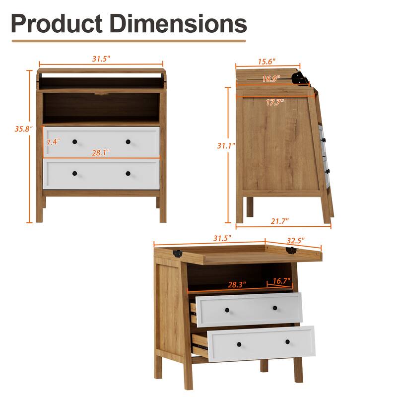 Baby Changing Table Multi-Functional 2 Drawer Dresser