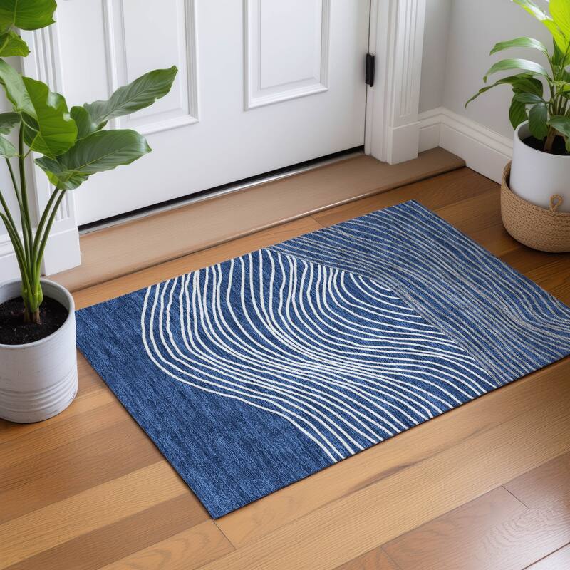 Machine Washable Indoor/ Outdoor Modern Arches Chantille Rug