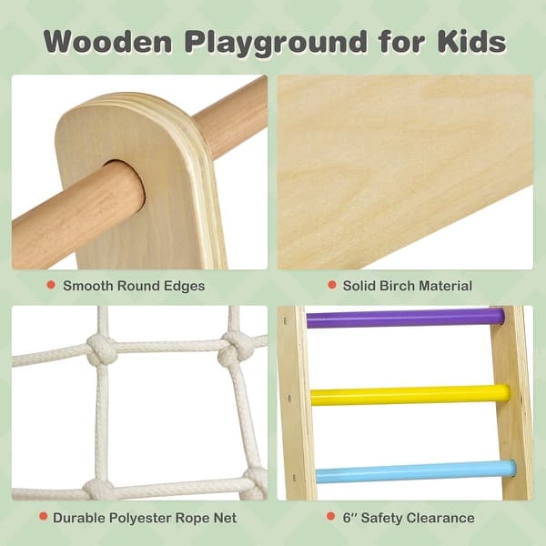 Indoor Playground Climbing Gym Kids Wooden 8 in 1 Climber Playset Bed