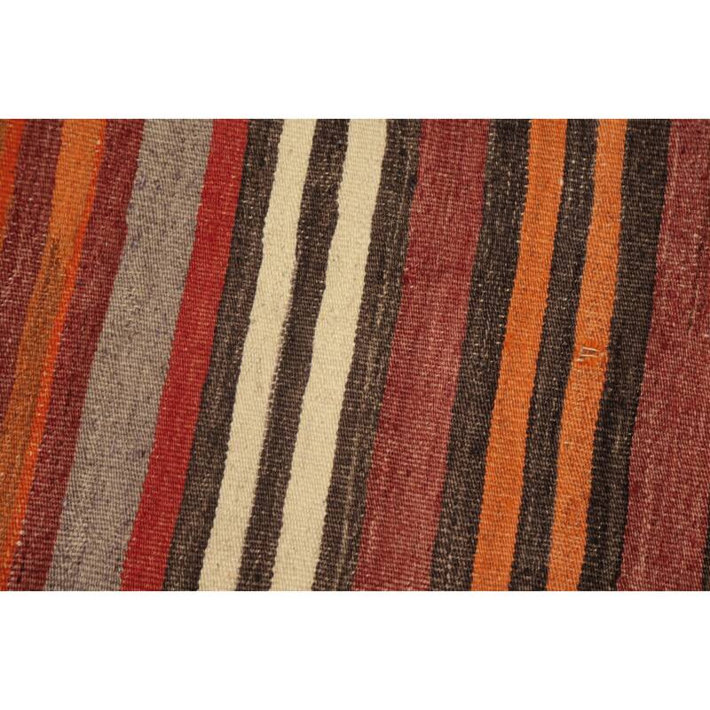 Hand Woven Oriental 100% Wool Carpet Southwestern Geometric Multi-Colored Kilim Area Rug - 10' 9'' X 4' 9''