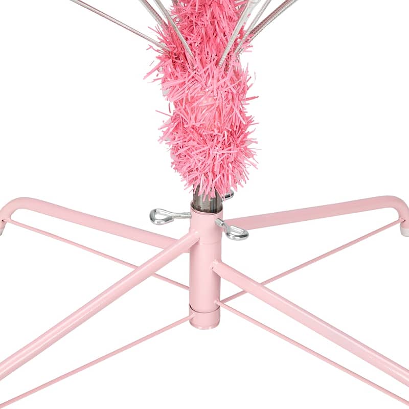 6 Foot Pink Artificial Christmas Tree with 1000 PVC Tips and Durable Metal Tree Stand Included - 6-Feet