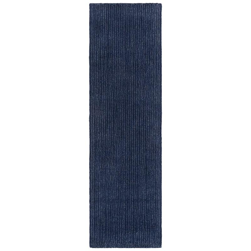 SAFAVIEH Handmade Abstract Aira Contemporary Wool Rug - 2'3" x 8' Runner - Navy/Blue