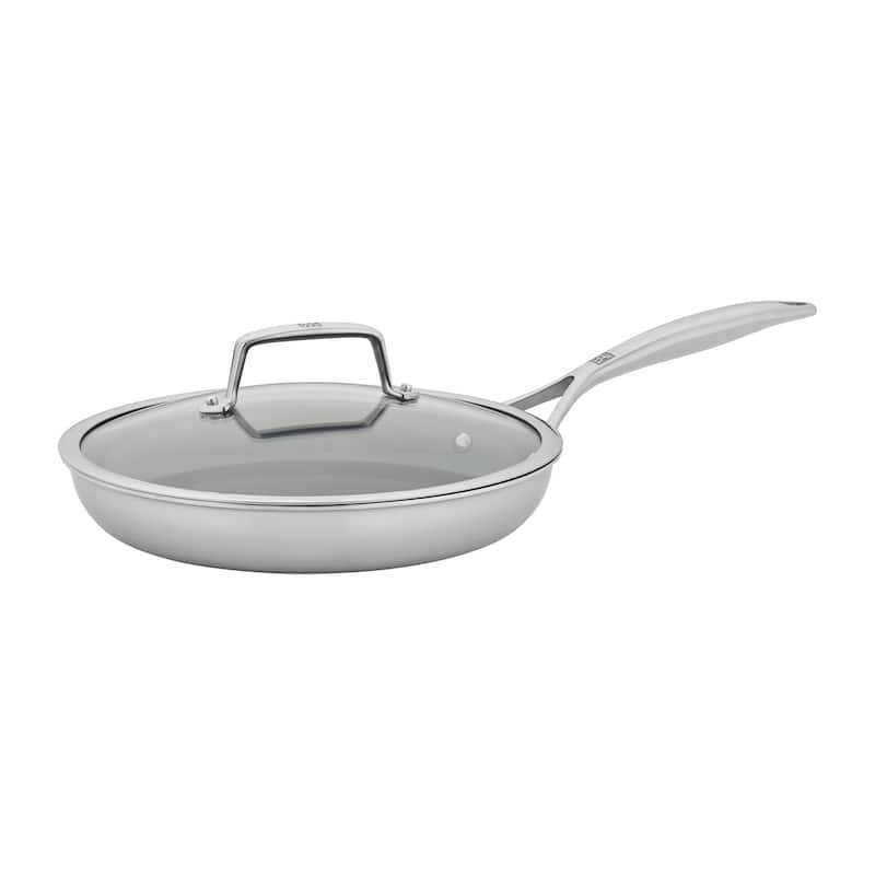 ZWILLING Energy Plus 10-inch Stainless Steel Ceramic Nonstick Fry Pan with Lid - 2-pc - Stainless Steel - 2 Piece - 2-pc