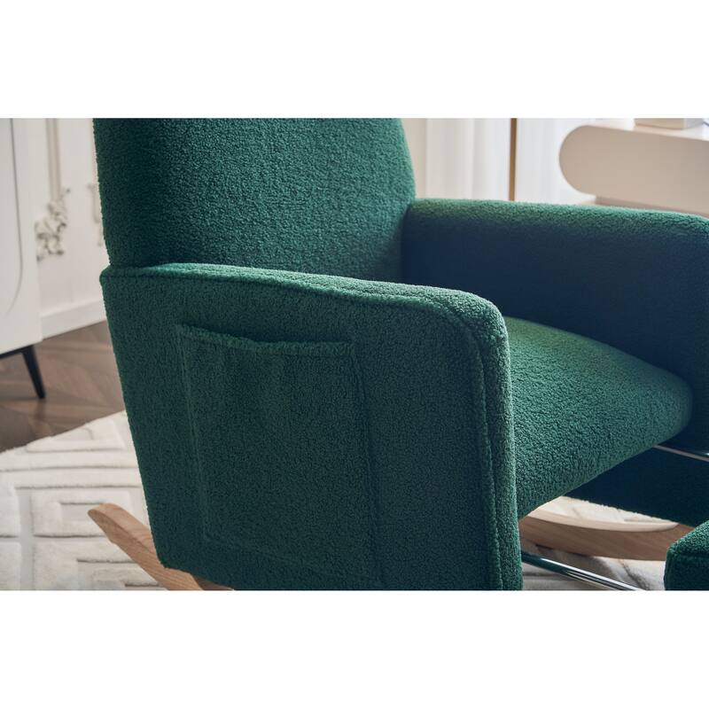 Upholstered Fabric Nursery Rocking Chair with Adjustable Footrest