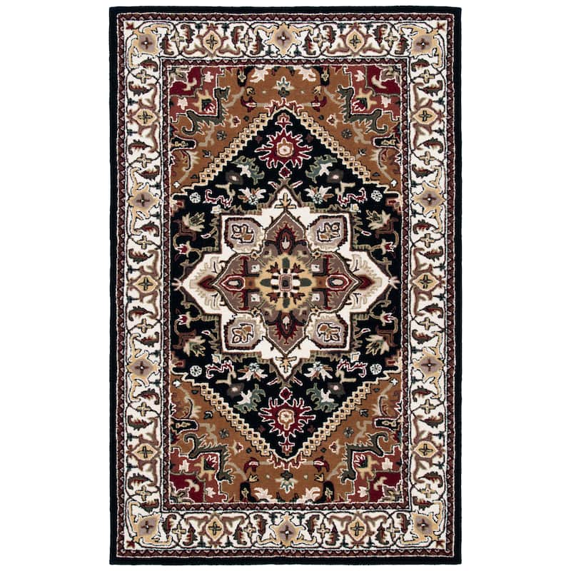 SAFAVIEH Handmade Heritage Asia Traditional Oriental Wool Rug - 8' Square - Navy/Brown